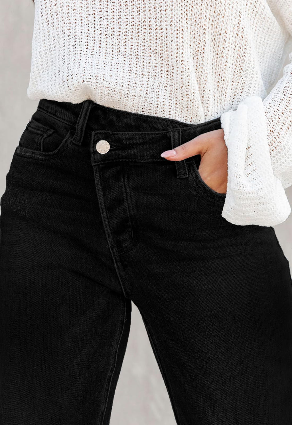 Metietila Jeans for Women Trendy High Waisted Corssover Boyfriend Jeans Distressed Stretchy Denim Pants
