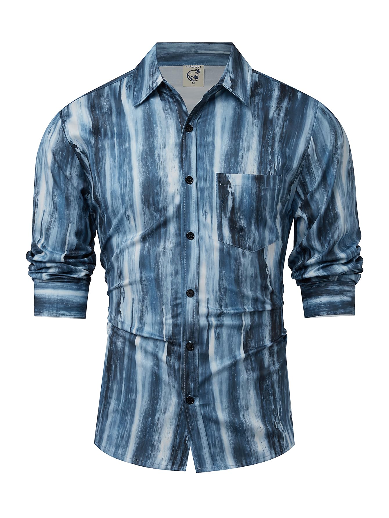 Hardaddy Men's Tropical Floral Button Down Long Sleeve Hawaiian Shirt Flower Printed Beach Shirts
