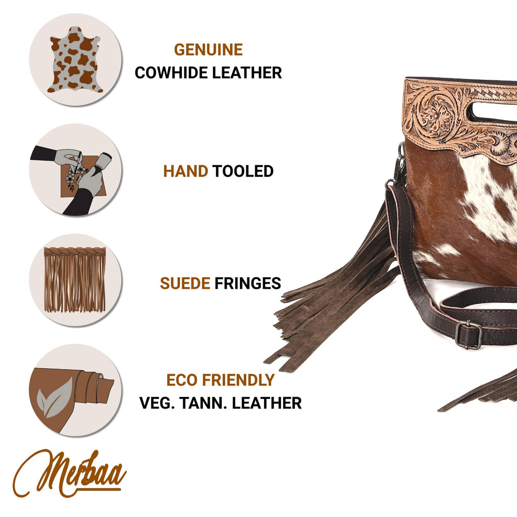 Women Natural Cowhide Leather Crossbody Sling Bag With Adjustable Detachable Strap | Shoulder Bag | Handbag