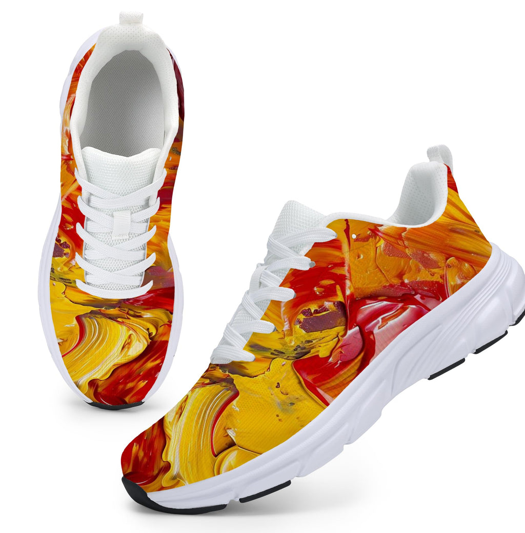 Women's Fashion Sneakers - Comfortable Breathable Mesh Platform Casual Walking Shoes for Everyday Wear, White Sole, All-Day Support