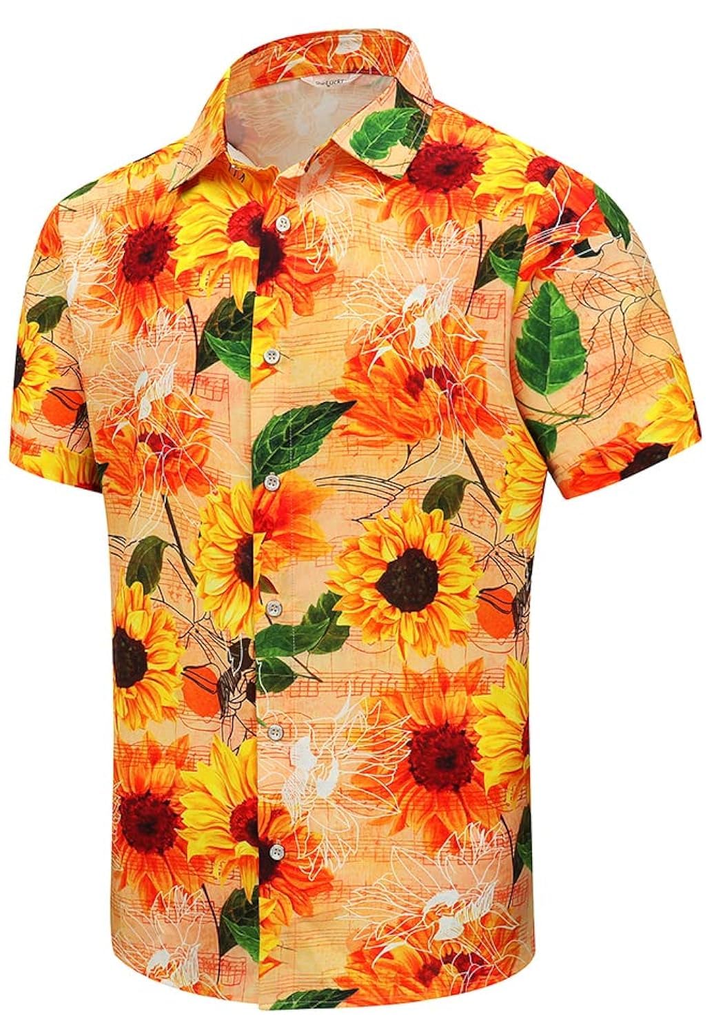 SheLucki Hawaiian Shirt for Men, Unisex Summer Beach Casual Short Sleeve Button Down Shirts, Printed Palmshadow Clothing