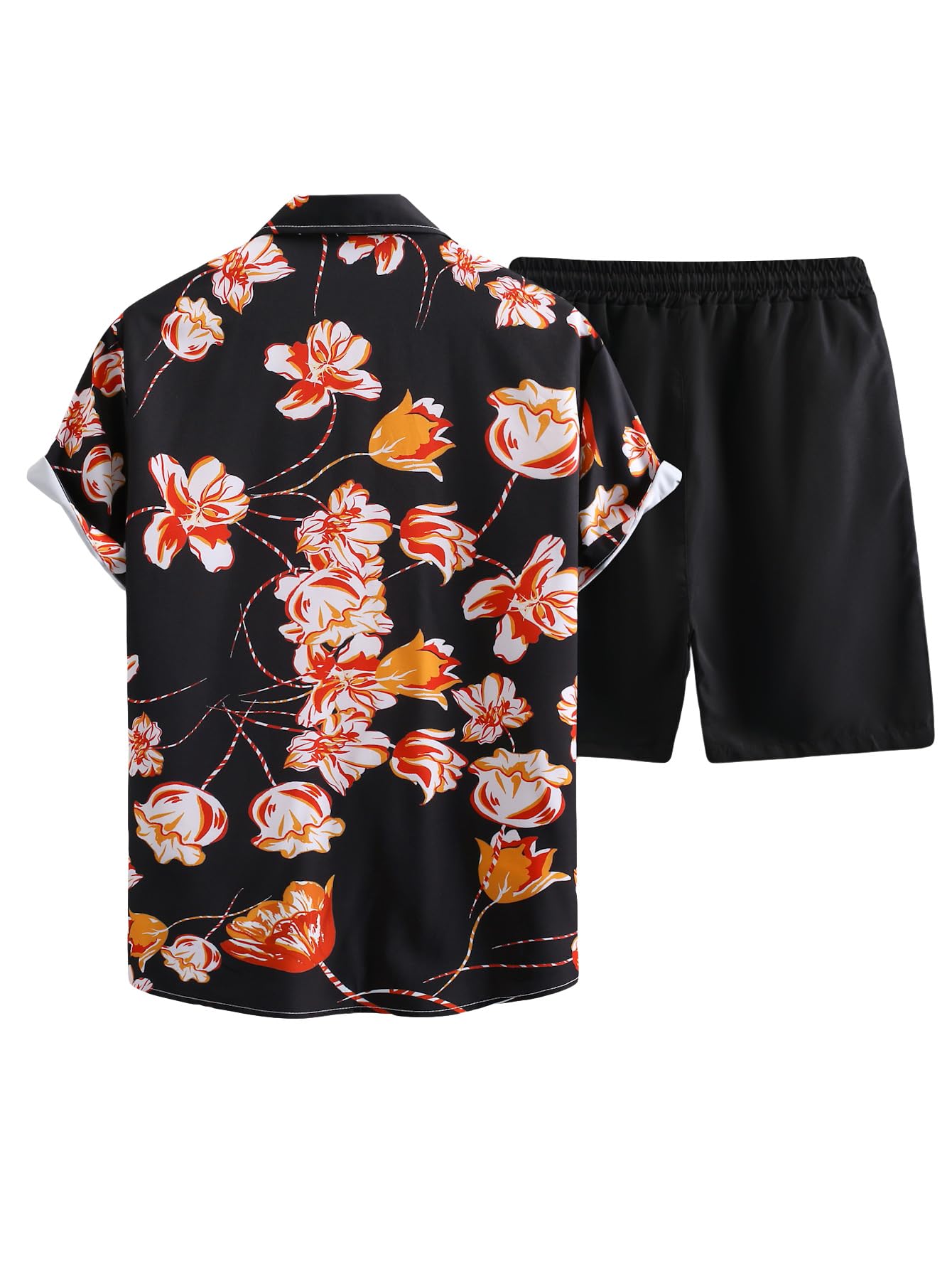 GORGLITTER Men's Cruise Rave Vacation Matching Outfits 2 Piece Short Sets | Mens Summer Beach Outfits, 2 Piece Shorts Set, Couples Travel Outfits, Hawaiian Shirts