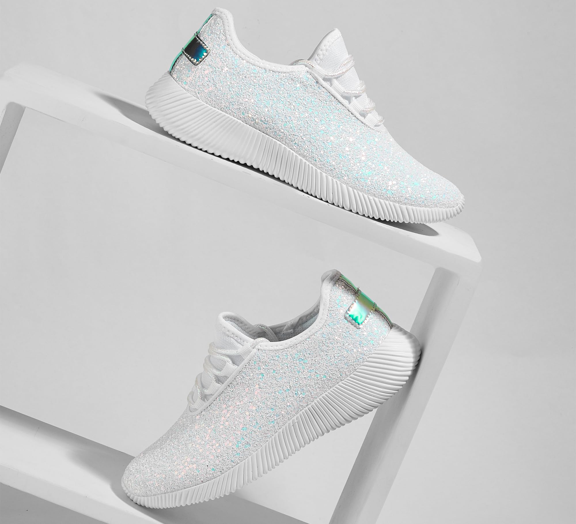K KIP WOK Fashion Glitter Sneakers for Womens Silp On Running Shoes Lightweigt Tennis Walking Sneakers