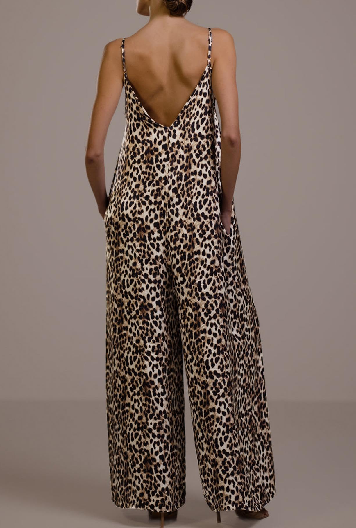 Womens Satin Wide Leg Jumpsuits Dressy Flowy Date Night Rompers Outfits | Silky Fabric,Casual Relaxed Fit,Formal,Wedding Guest,cocktail,Sexy V Neck,Spaghetti Strap,Summer,One Piece Outfit