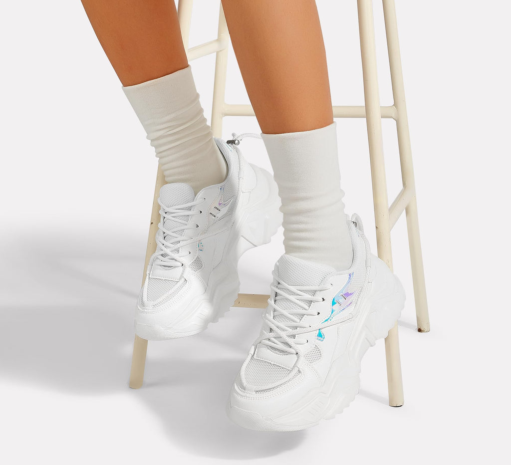 LUCKY STEP Women's Platform Fashion Chunky Dad Sneakers | Colorful | Retro Colorblock | Stylish Cute | Lace-Up Walking Shoes | Anti-Slip