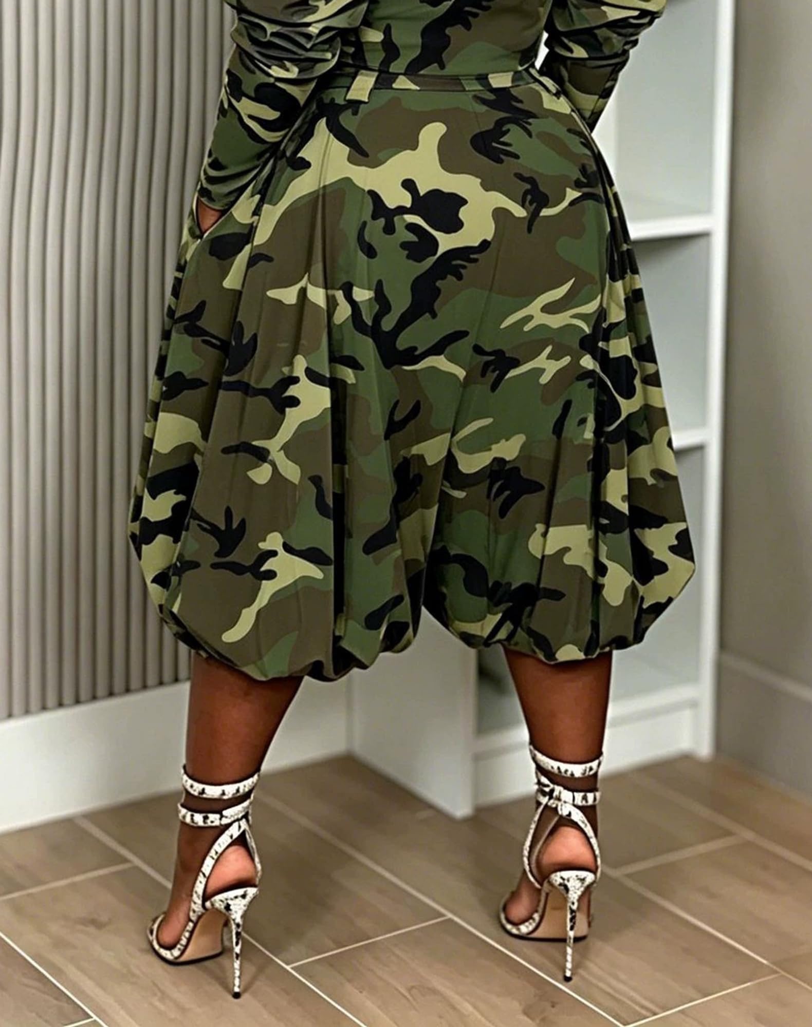 Women's Wide Leg Capri Pants Baggy Pleated Cropped Bubble Pants | High Waisted,with Pockets,Casual,Soft and Lightweight,Skirt Pants,Lantern Balloon Pants