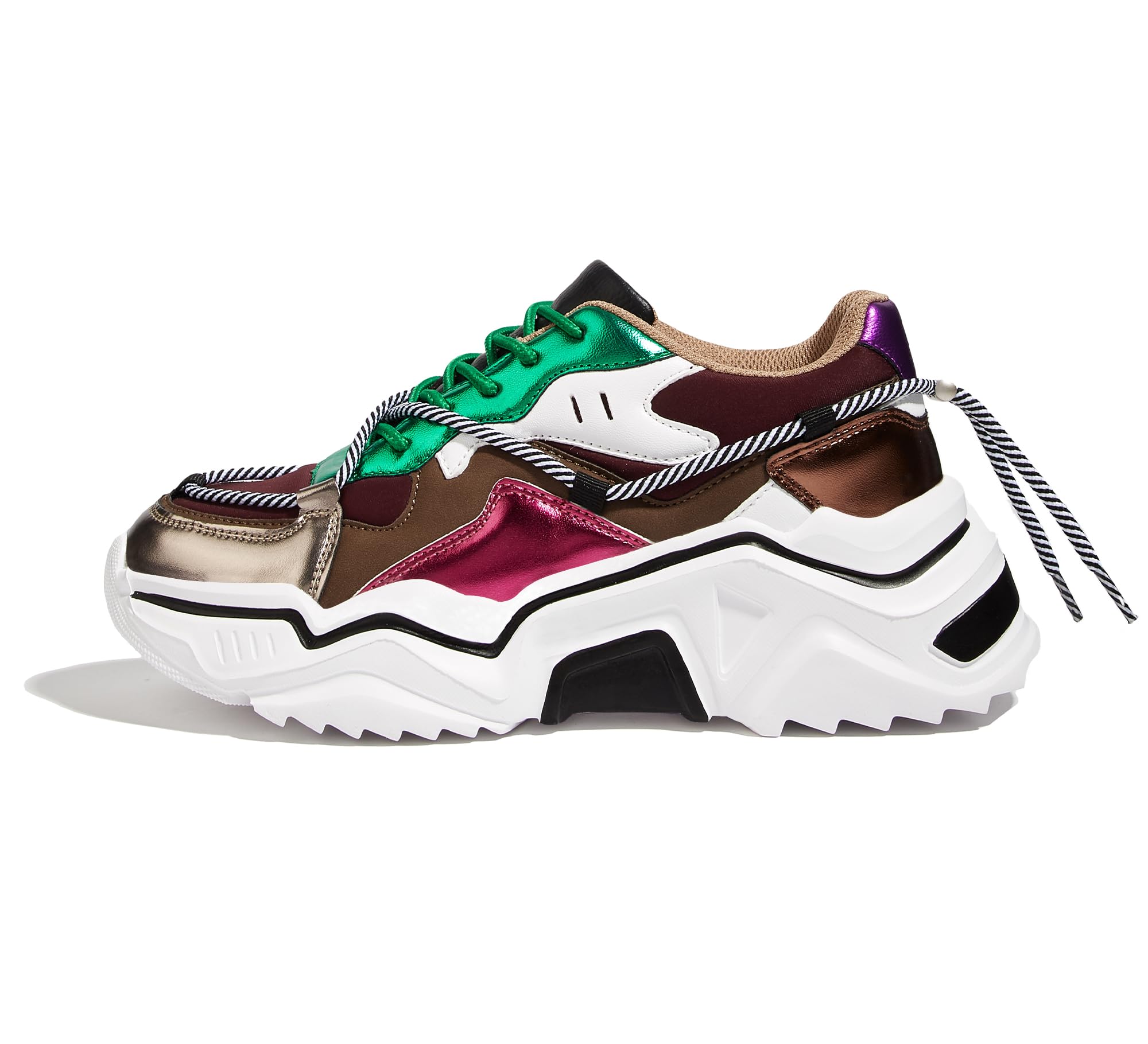 LUCKY STEP Women's Platform Fashion Chunky Dad Sneakers | Colorful | Retro Colorblock | Stylish Cute | Lace-Up Walking Shoes | Anti-Slip