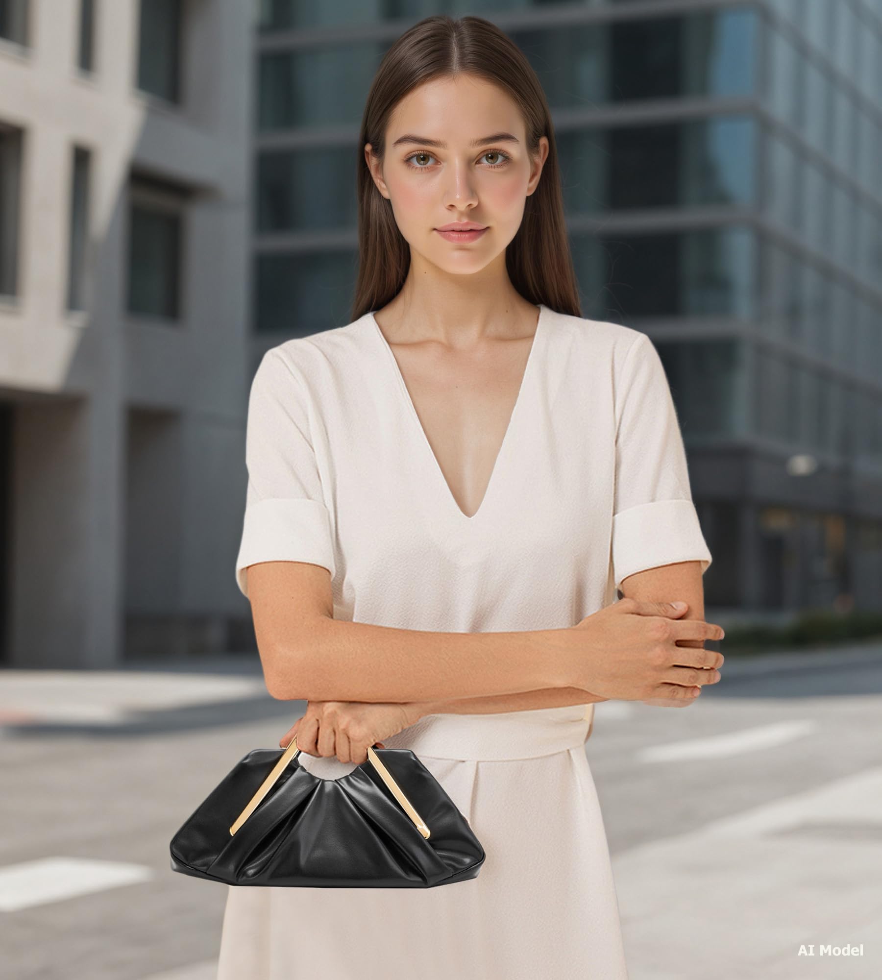myfriday Elegant Ruched Clutch Purse, Soft Dumpling Evening Bag | for Women