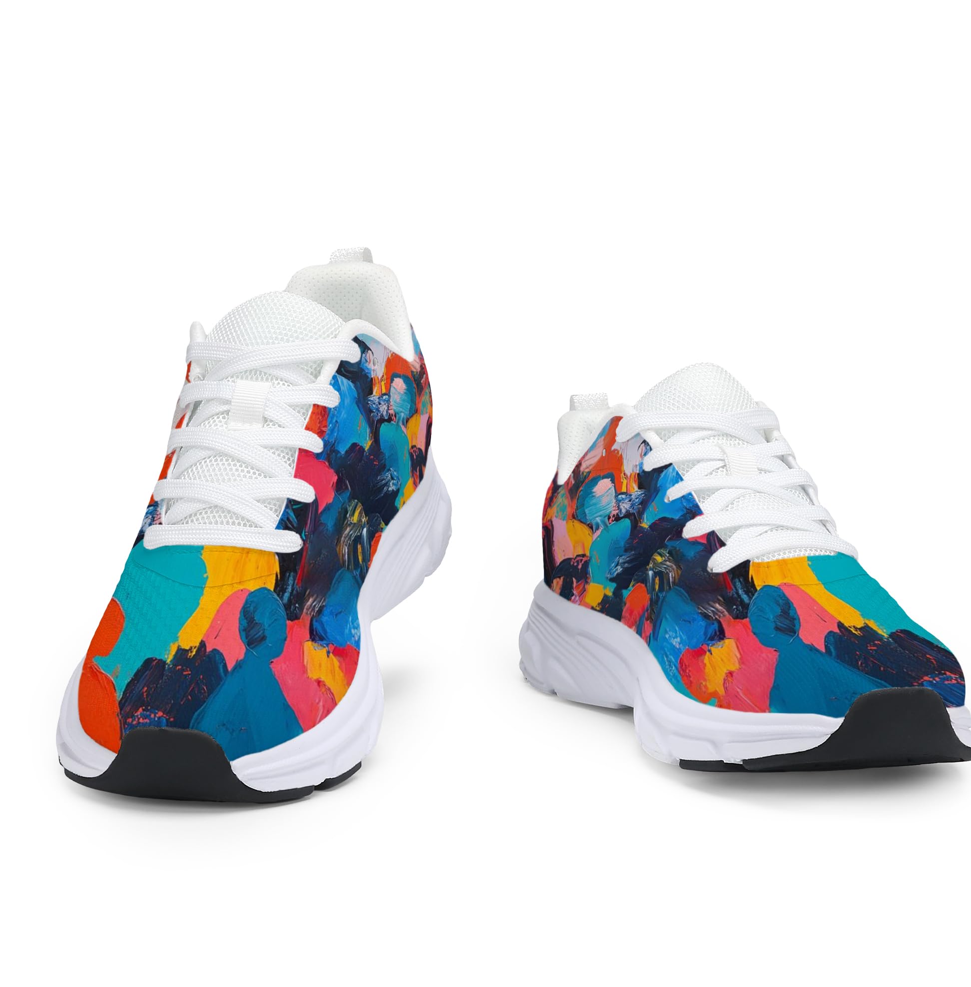 Women's Fashion Sneakers - Comfortable Breathable Mesh Platform Casual Walking Shoes for Everyday Wear, White Sole, All-Day Support