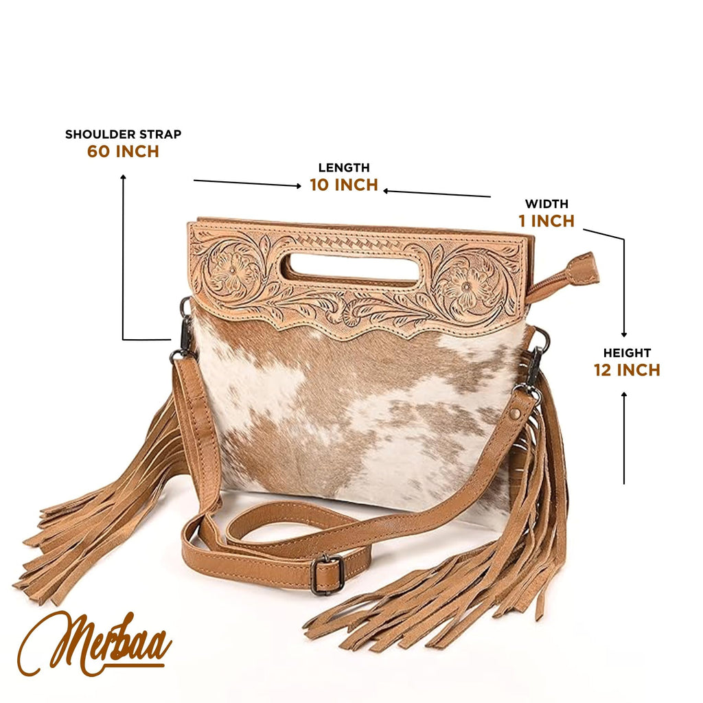 Women Natural Cowhide Leather Crossbody Sling Bag With Adjustable Detachable Strap | Shoulder Bag | Handbag