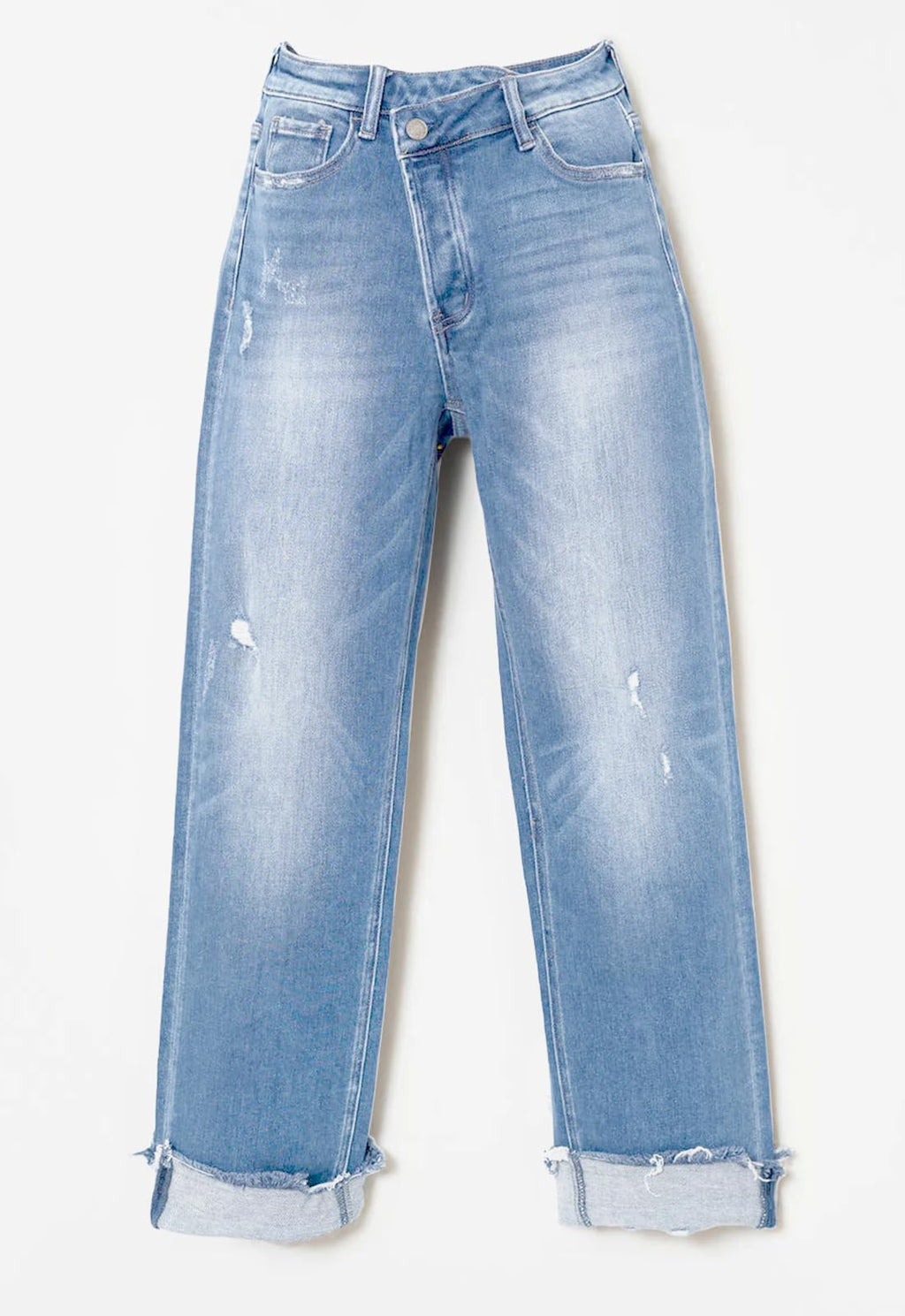 Metietila Jeans for Women Trendy High Waisted Corssover Boyfriend Jeans Distressed Stretchy Denim Pants