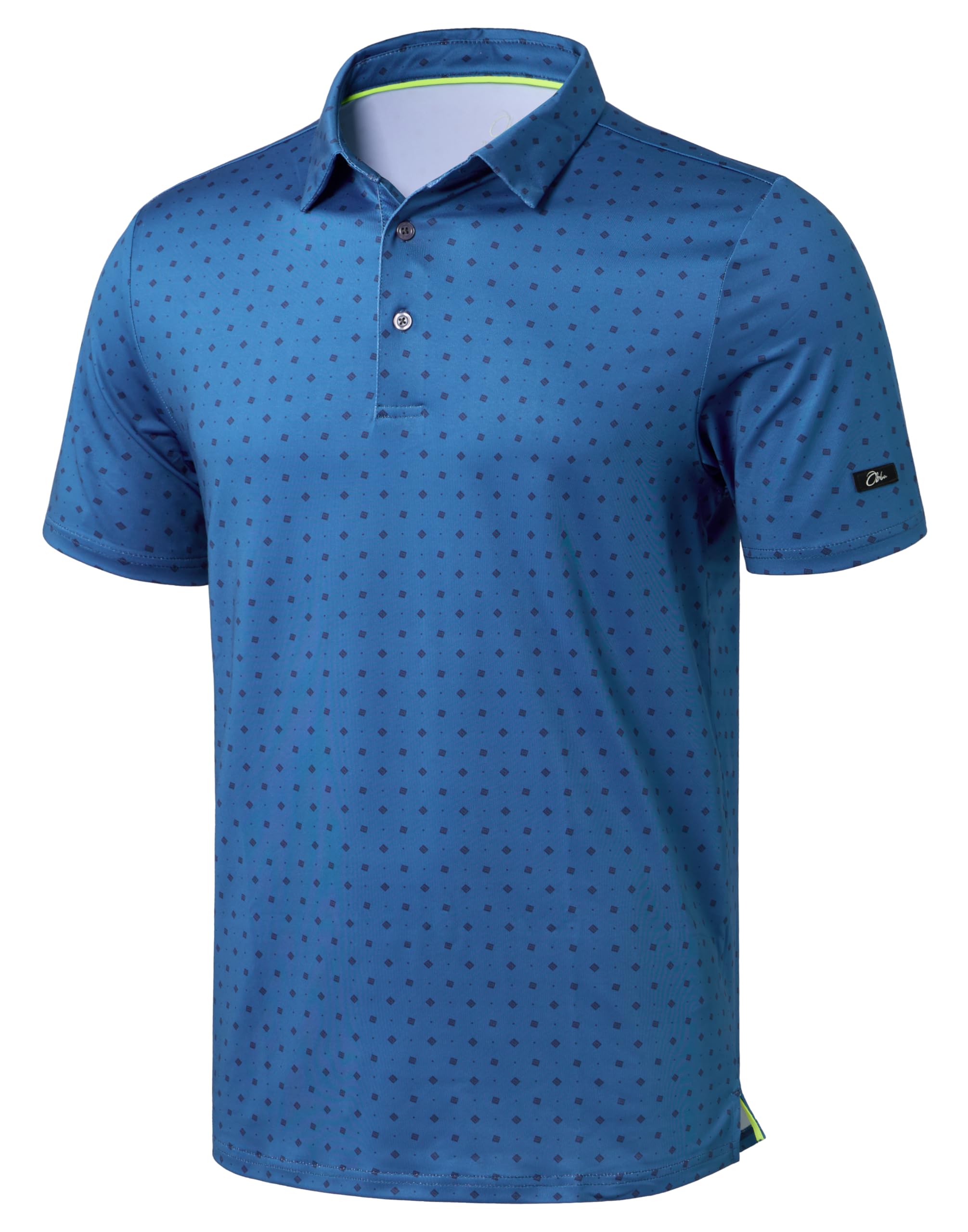 Obla Men's Golf Polo Shirts Print Short Sleeve Dry Fit Collared Shirt | Moisture Wicking, Performance, Lightweight, Casual, Polo Shirts for Men