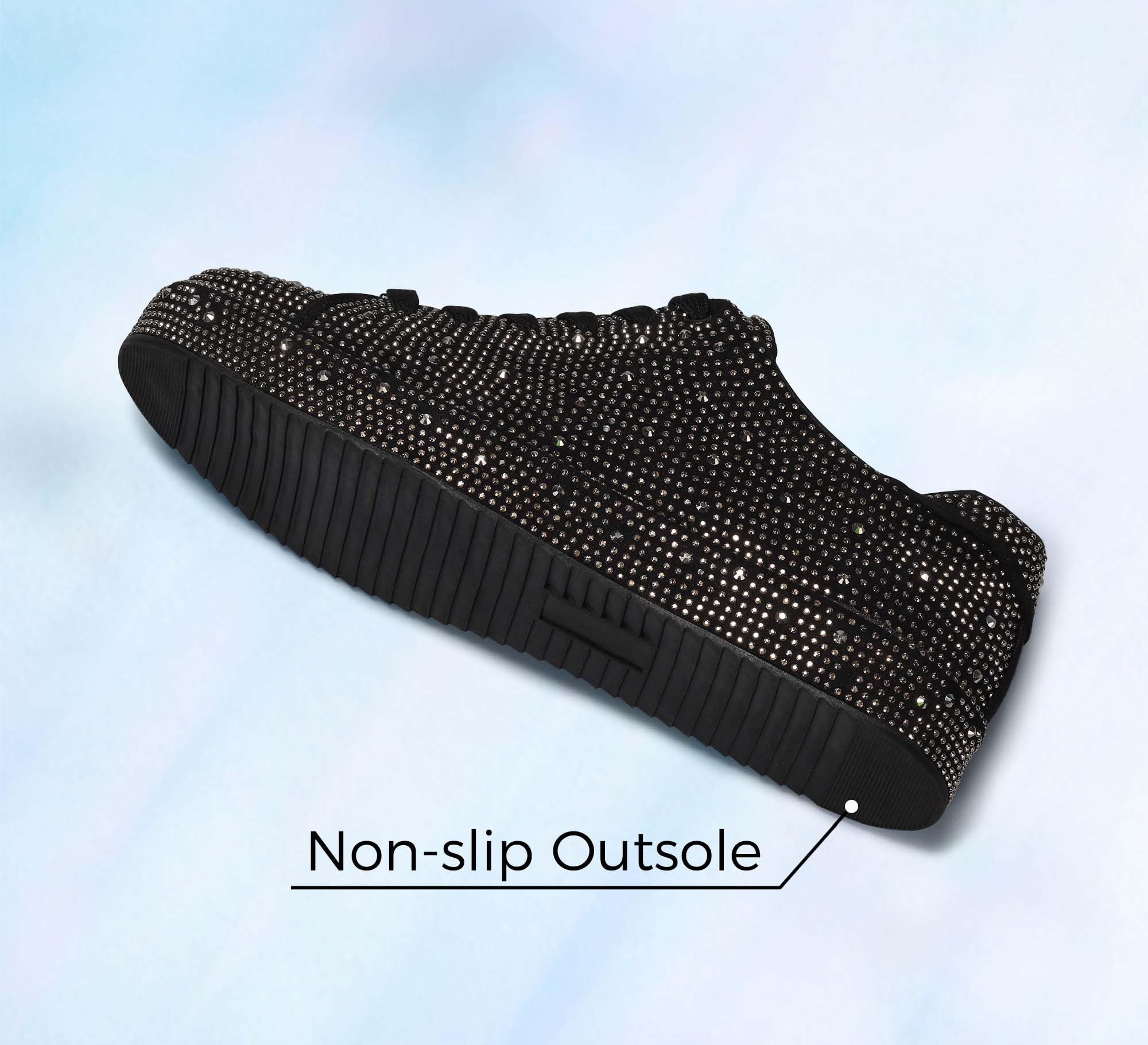 LUCKY STEP Women's Platform Rhinestone Sneakers | Sparkly Fashion Glitter Material|Sparkle Bling Bedazzled|Wedding Bridal Shiny Shoes
