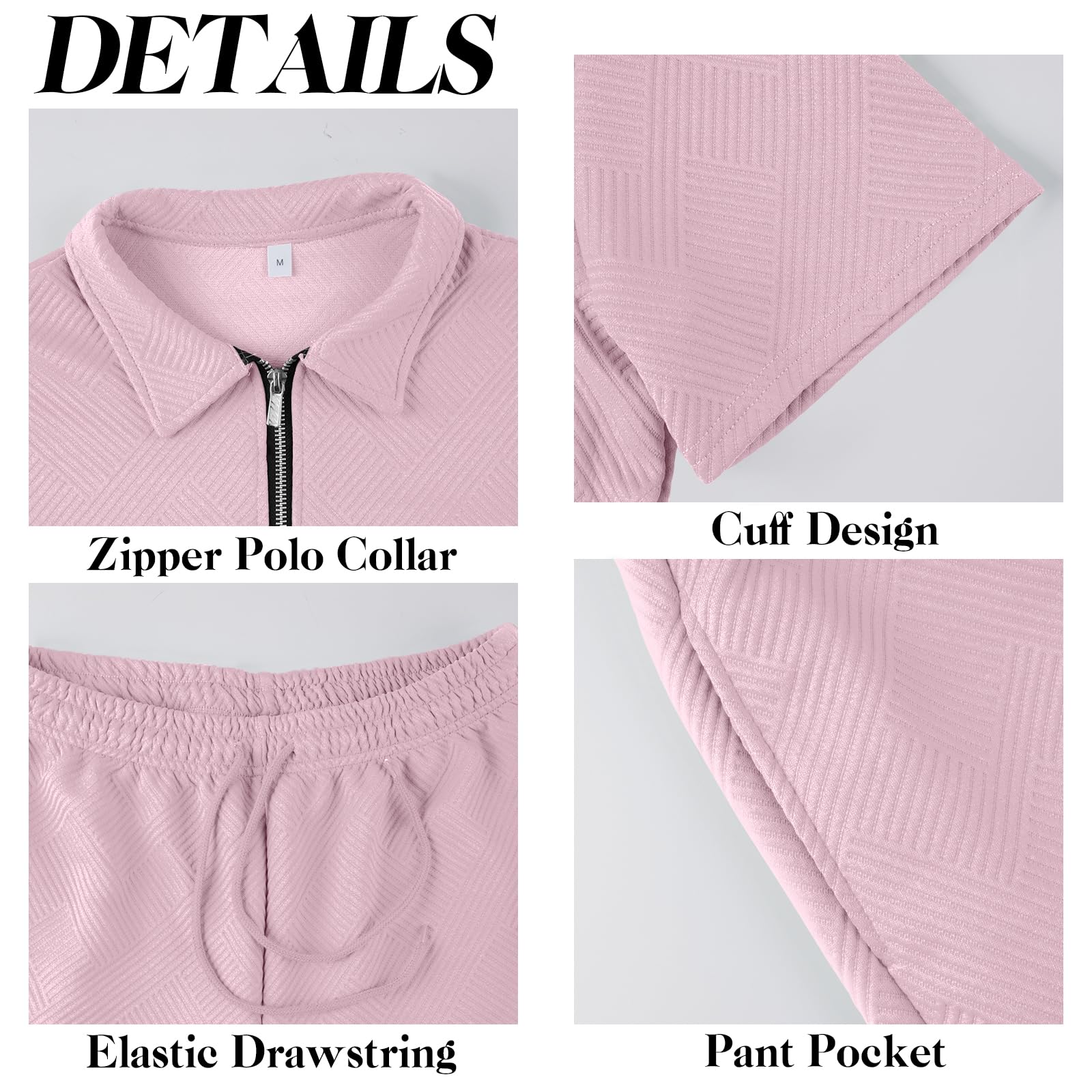 Aulemen Mens 2 Piece Zip Tracksuit Short Sleeve Set Summer Outfits for Men | Polo Shirt and Shorts Sets Activewear Short Set