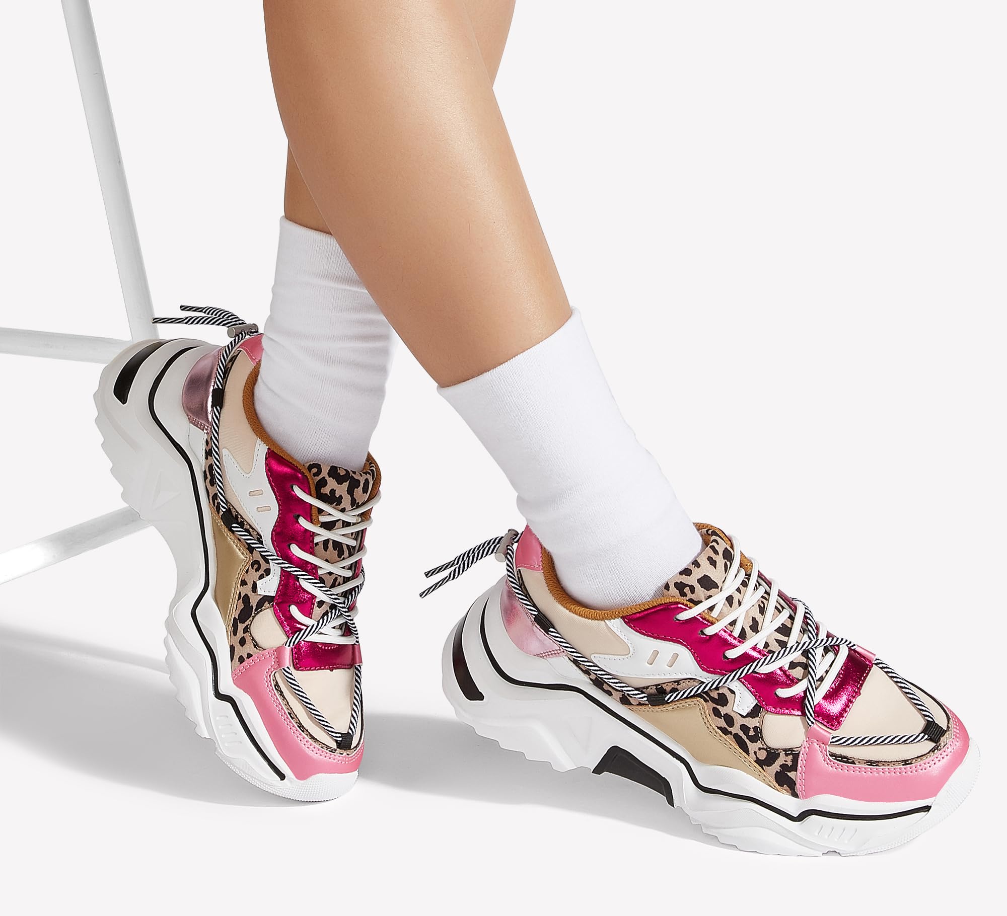 LUCKY STEP Women's Platform Fashion Chunky Dad Sneakers | Colorful | Retro Colorblock | Stylish Cute | Lace-Up Walking Shoes | Anti-Slip