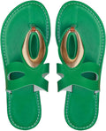 OYOANGLE Women's Metal Open Toe Leather Thong Dressy Sandals Flip Flops | PU Leather Lining, Beach Outings Tropical Vacation Summer Daily Occasions