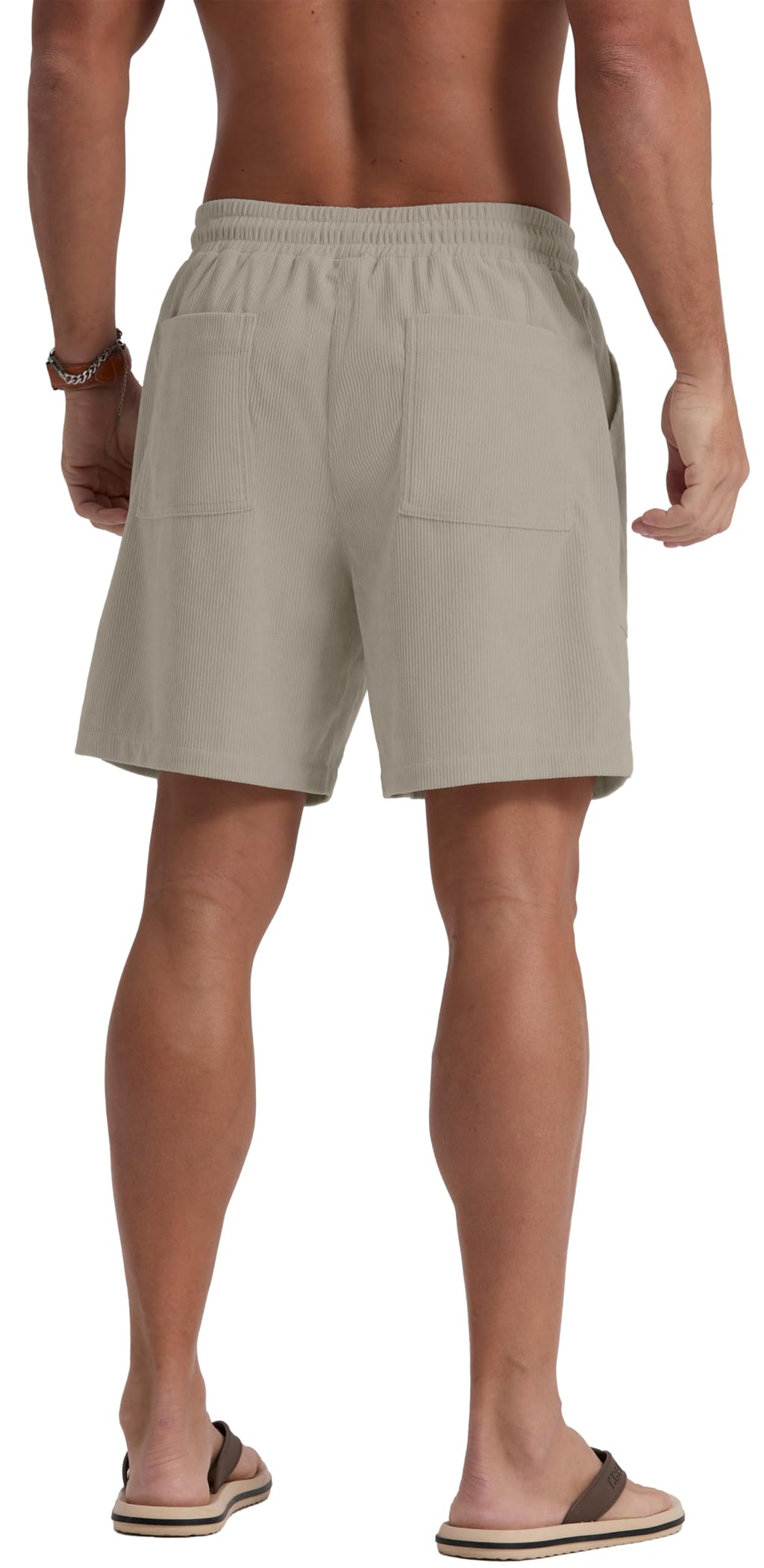 Sailwind Men's Casual Corduroy Shorts Lightweight Elastic Waist Drawstring Summer Beach Shorts
