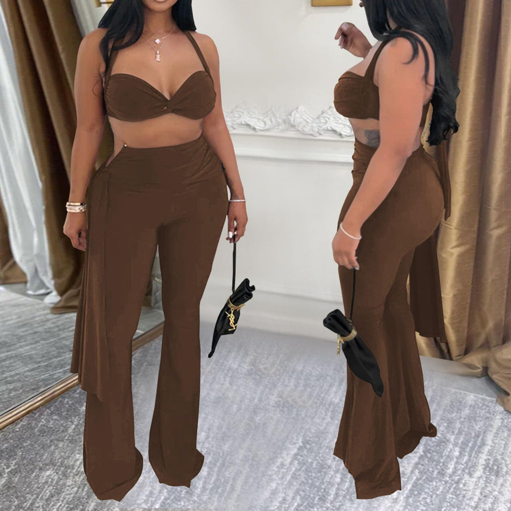 Women's Two Piece Outfits Crop Top and Flare Pants Set Club Going Out | Crop Top, Flare Pants Set, Going Out Sets, Two Piece Sets for Women Going Out, Two Piece Concert Outfits, Sexy Club Outfits