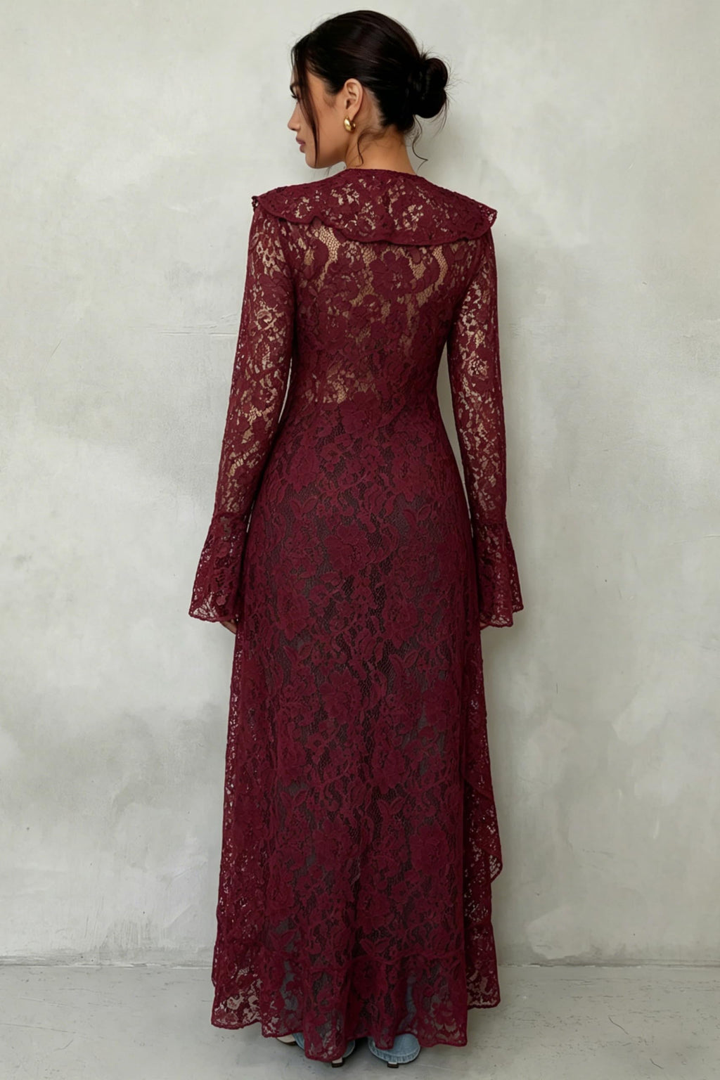 Lace Cardigan for Women Maxi Summer Lightweight Open Front Tie Bell Long Sleeve Ruffled Tops Duster Swimsuit Cover Up