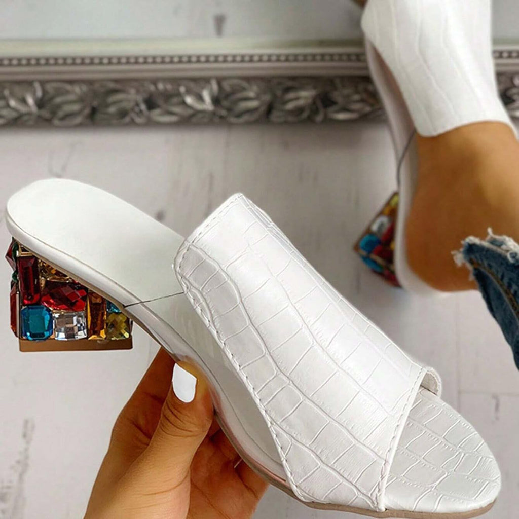 summer shoes women Slippers Fashionable Casual Rhinestone Leather Slingback Sandals Dressy Sandals for Women Wedding