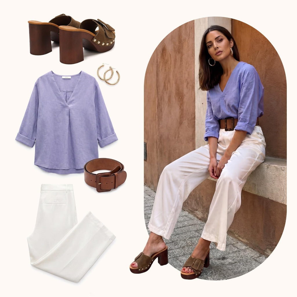 VICKI·VICKI Women's Platform Mules Suede Buckle Sandals, Sexy Open Toe High Chunky Block Heel Clogs, Retro Studded Summer Dress Slides