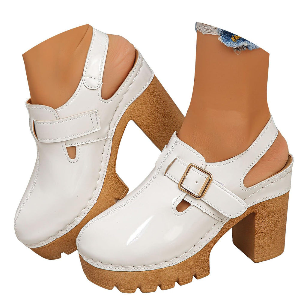 Women's Peep Toe Sandals Chunky Platform Heeled Pumps Slingback Heels Summer Dress Shoes Bridal Party Wedding Block High Heels Buckle Ankle Strap Sandals Dressy Comfortable Footwear