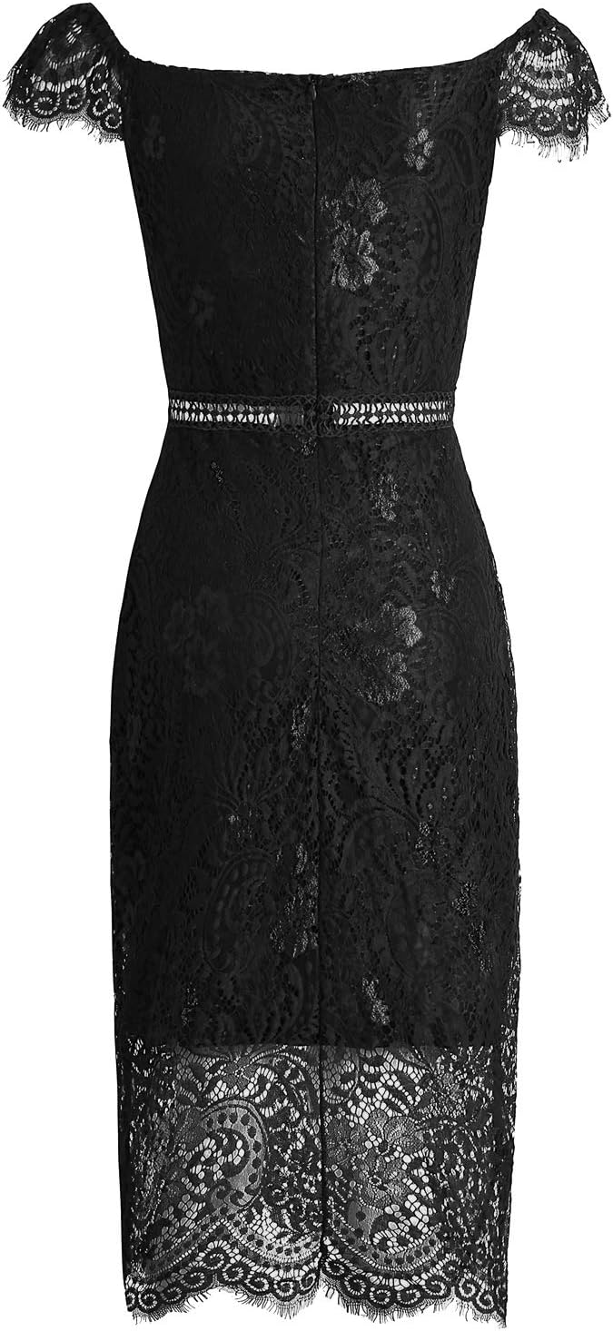 Women's Elegant Short Sleeve Floral Lace Bodycon Cocktail Lace Dress