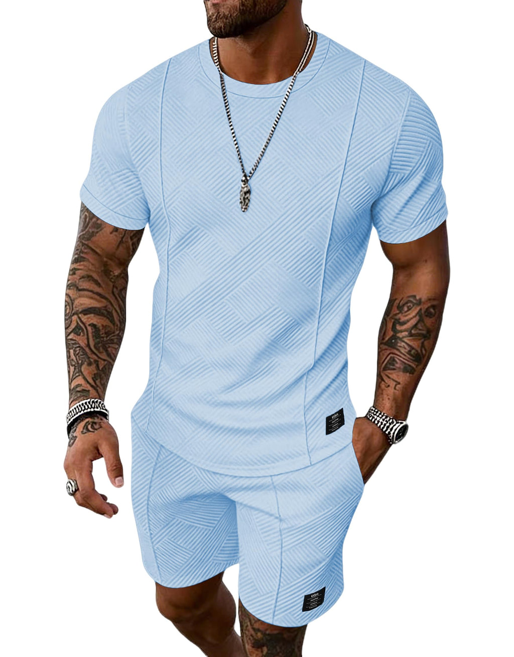 UOUA Men's Shorts Set 2 Piece Summer Outfits Casual Vacation Tracksuits
