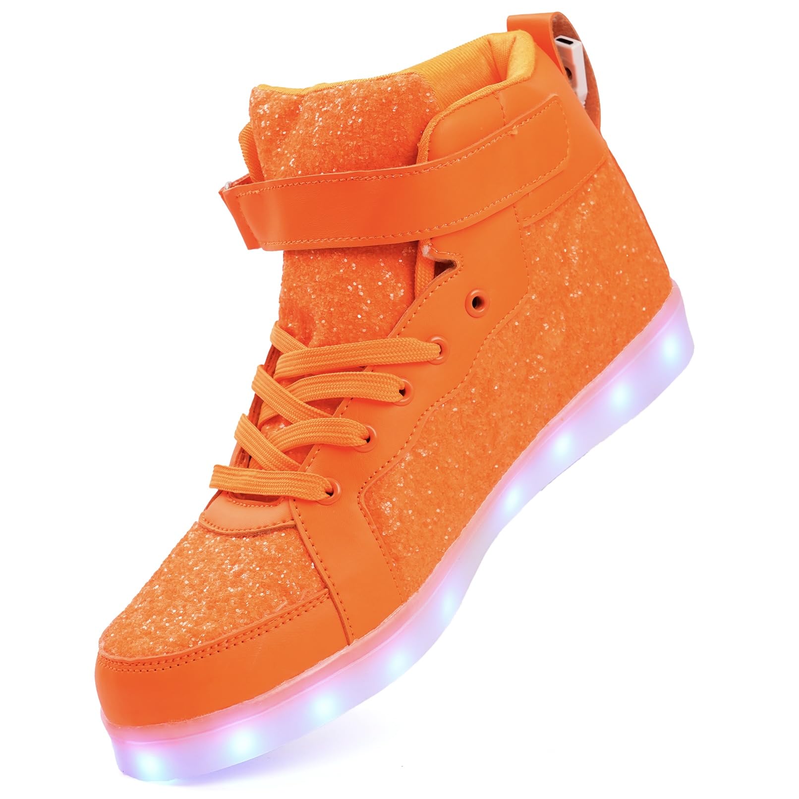 Glitter Led Shoes Light Up Shoes High Top Sneakers for Women Men Flashing Dancing Shoes for Halloween Christmas Party with USB Charging