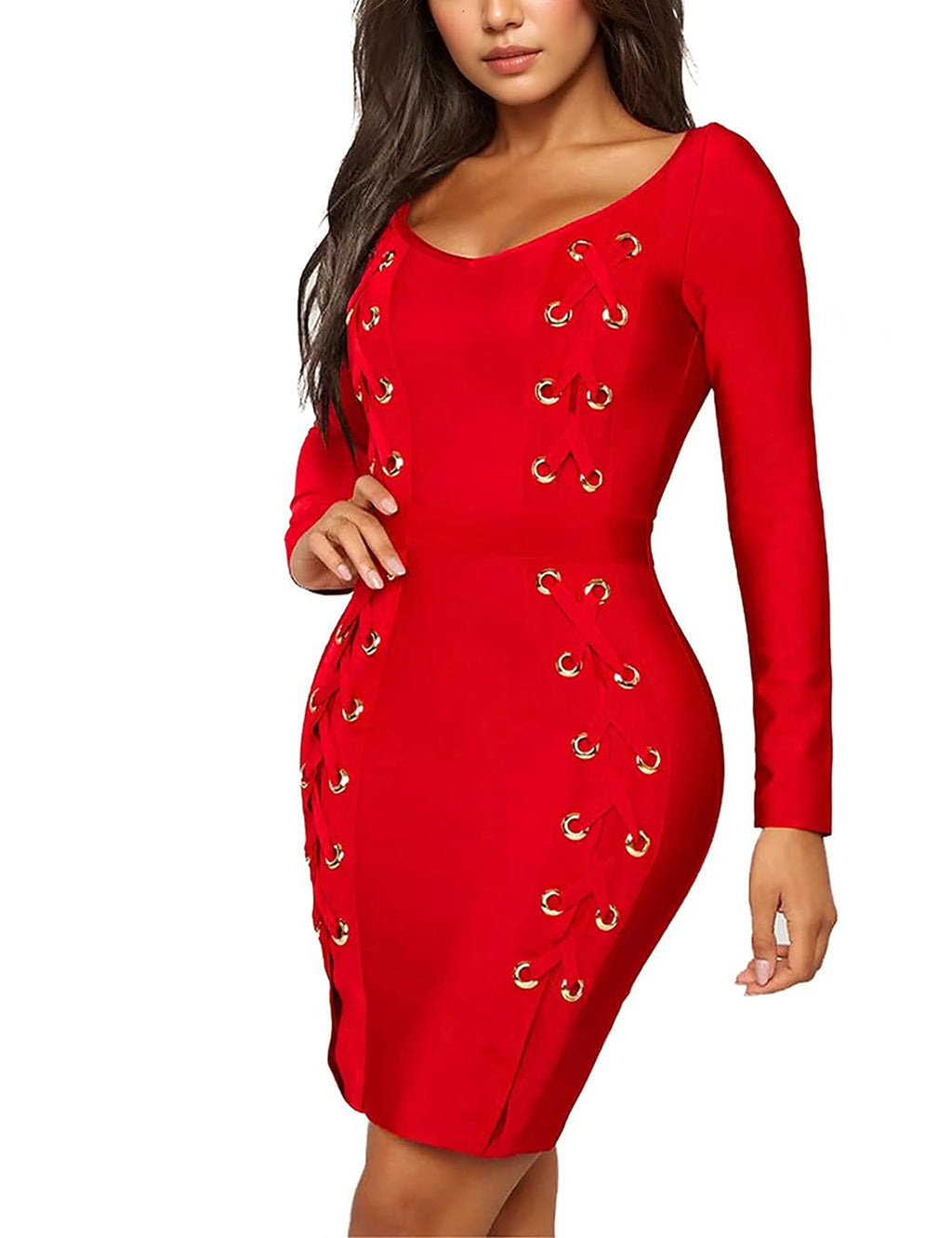 Hybrid & Company Women's Elegant Bandage Dress | Stretch fabric, flattering bodycon fit, elegant silhouette, suitable for cocktail parties, events, and special occasions