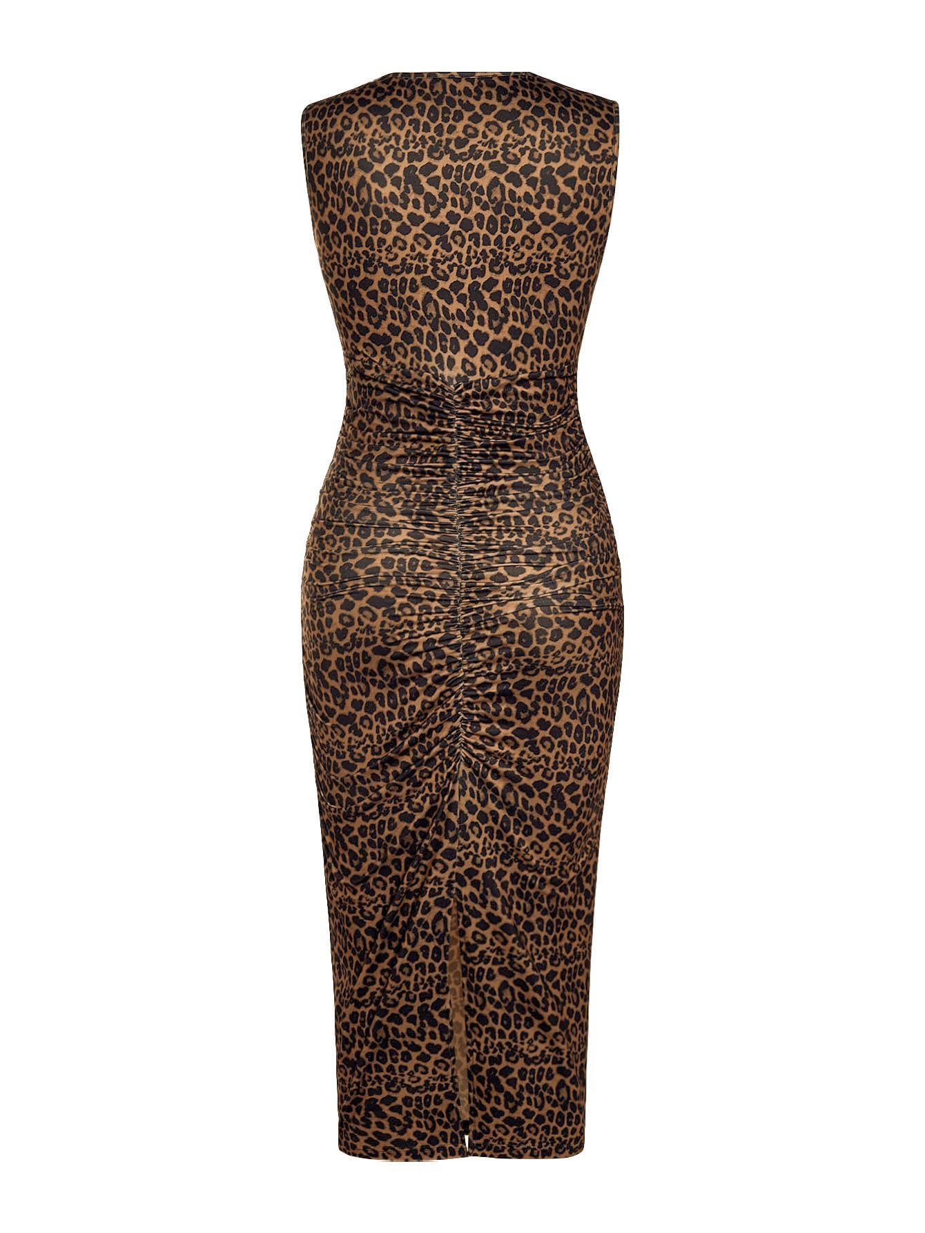 GORGLITTER Women's Leopard Cheetah Animal Print Lace Sexy Birthday Dresses | Bodycon Midi Dress, Y2K Rave Style, Date Night Going Out Dresses, Brunch Outfits, Club Dinner Outfit