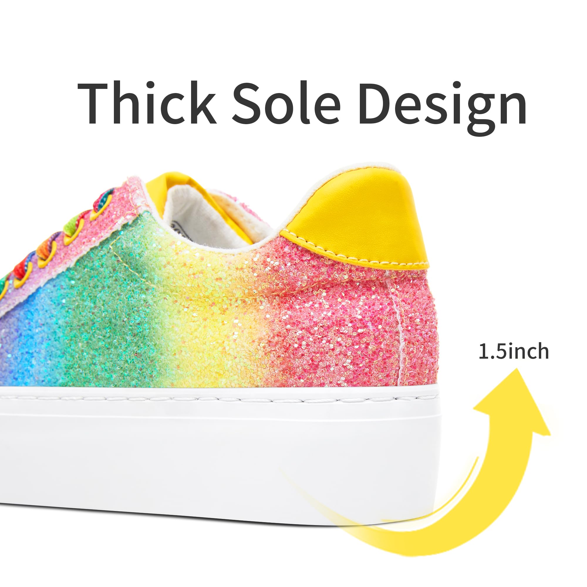 Jeekopeg Glitter Platform Sneakers Women Casual Sequin Sparkly Shoes Bling Thick Sole Walking Shoes Shiny Sequin Wedding Sneakers for Lady