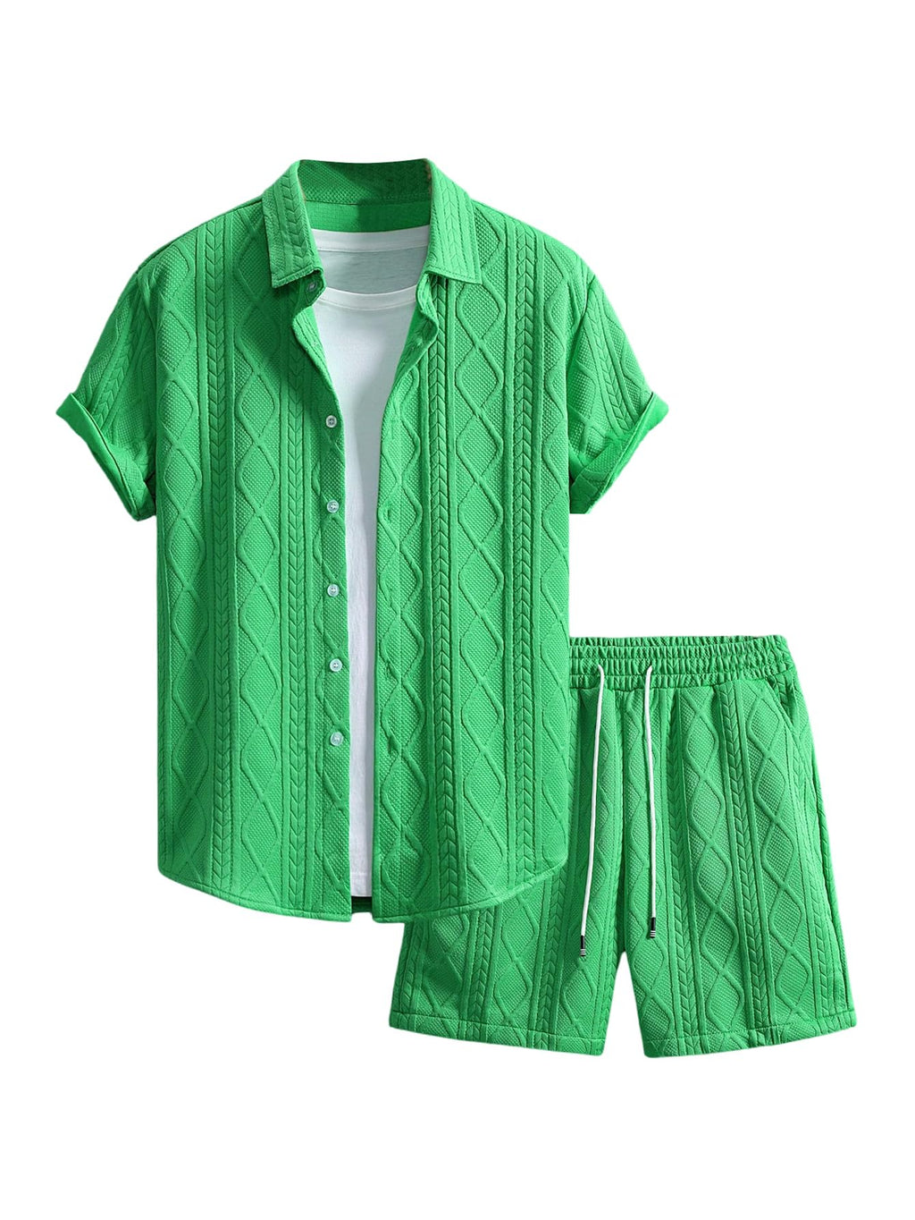 GORGLITTER Men's Vacation Summer Cruise Outfits 2 Piece Linen Shorts Sets | Beach All White Outfits, Short Sleeve Button Up Shirt, Matching Sets Clothing, Old Money Clothes