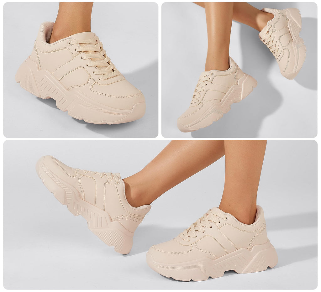 BELOS Women Platform Chunky Sneakers Fashion Dad Sneakers | Casual Lace Up Comfortable Lightweigt Walking Shoes