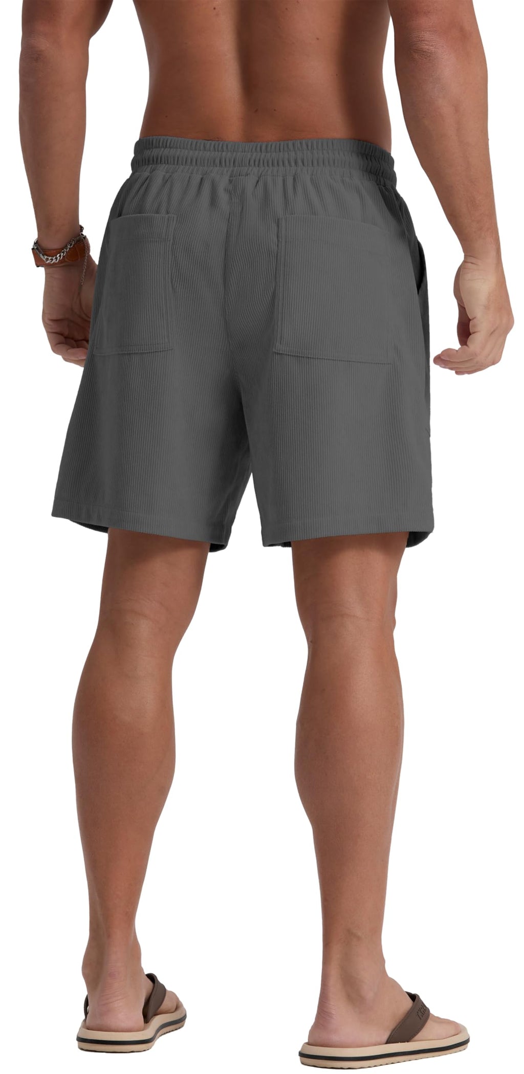 Sailwind Men's Casual Corduroy Shorts Lightweight Elastic Waist Drawstring Summer Beach Shorts