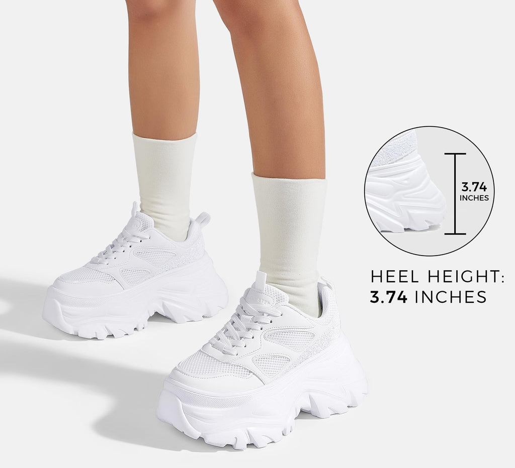 LUCKY STEP Women's Rhinestone Chunky Sneakers Breathable | Lightweight Running Non Slip Breathable Chunky