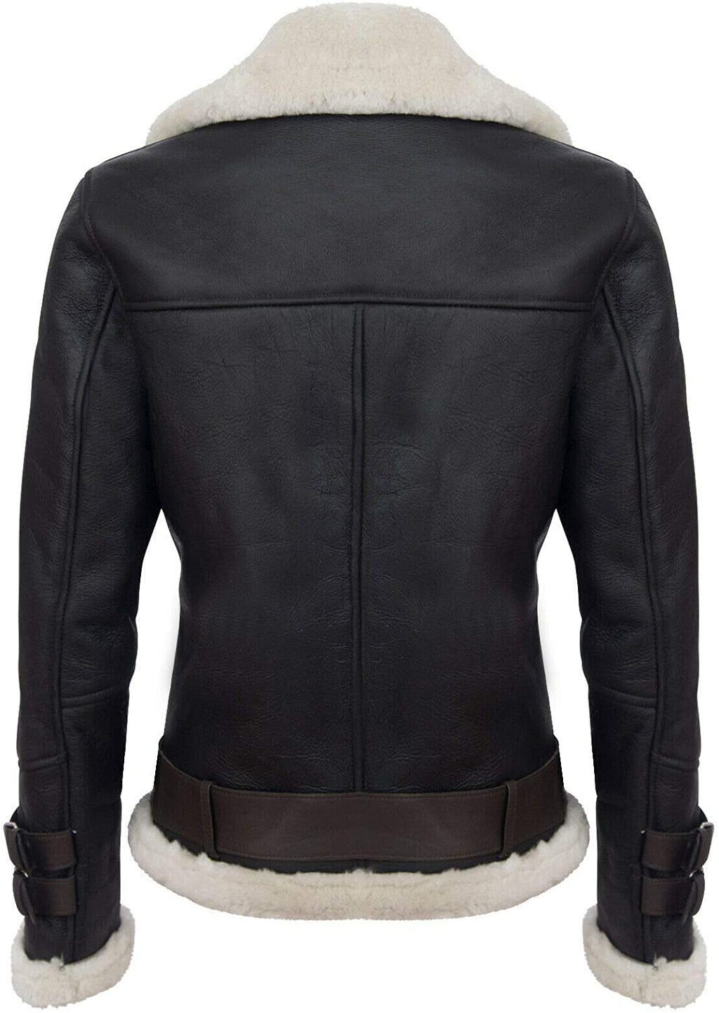 Men’s Retro RAF B3 Pilot Real Sheepskin Shearling Biker Leather Jacket