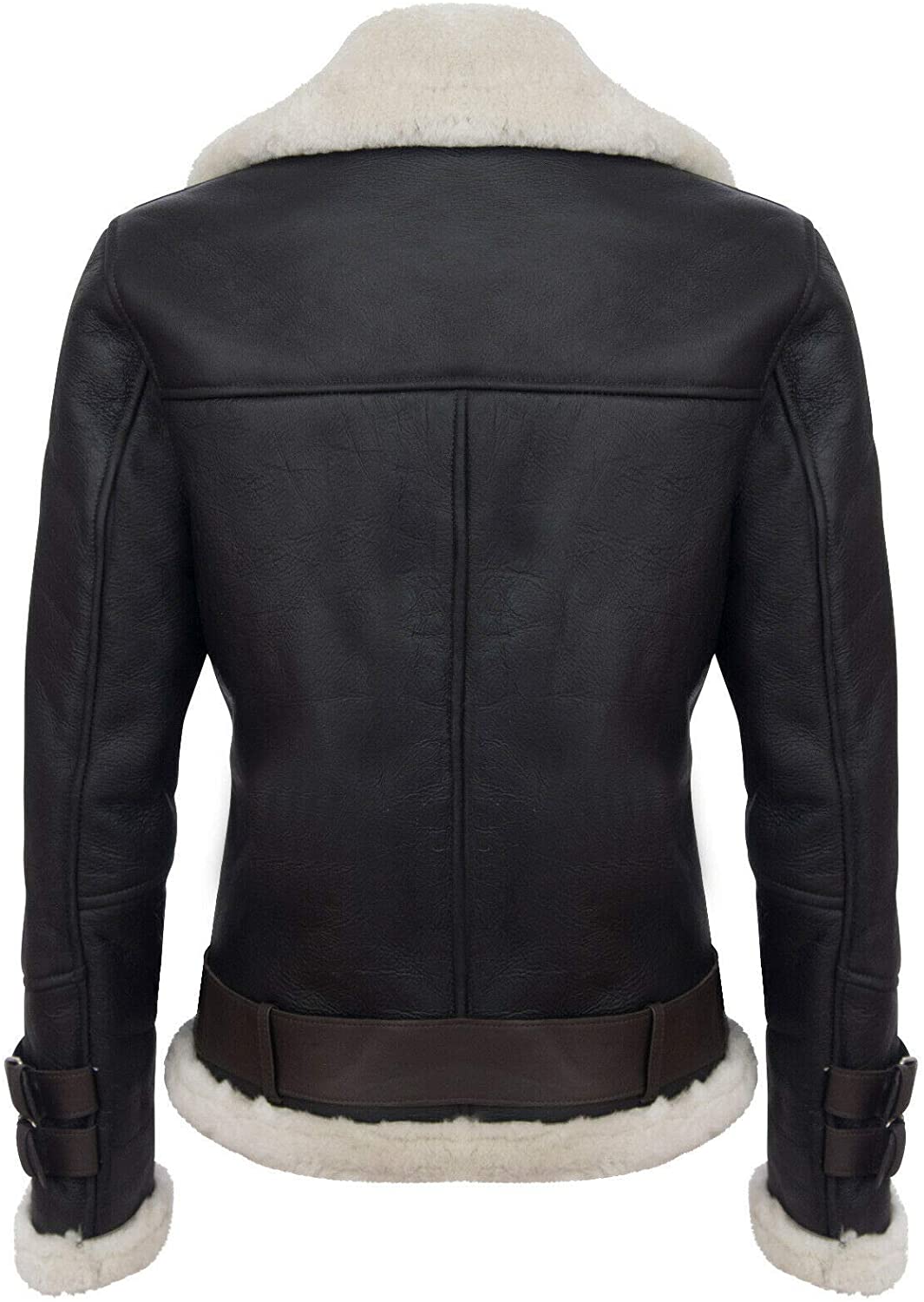 Men’s Retro RAF B3 Pilot Real Sheepskin Shearling Biker Leather Jacket