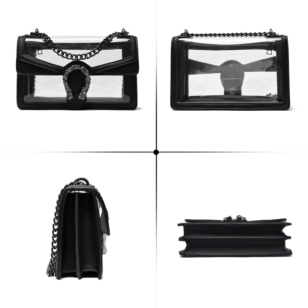MYHOZEE Crossbody Bags for Women - Snake Printed Clutch Purses Leather Chain Shoulder Bags Evening Handbags