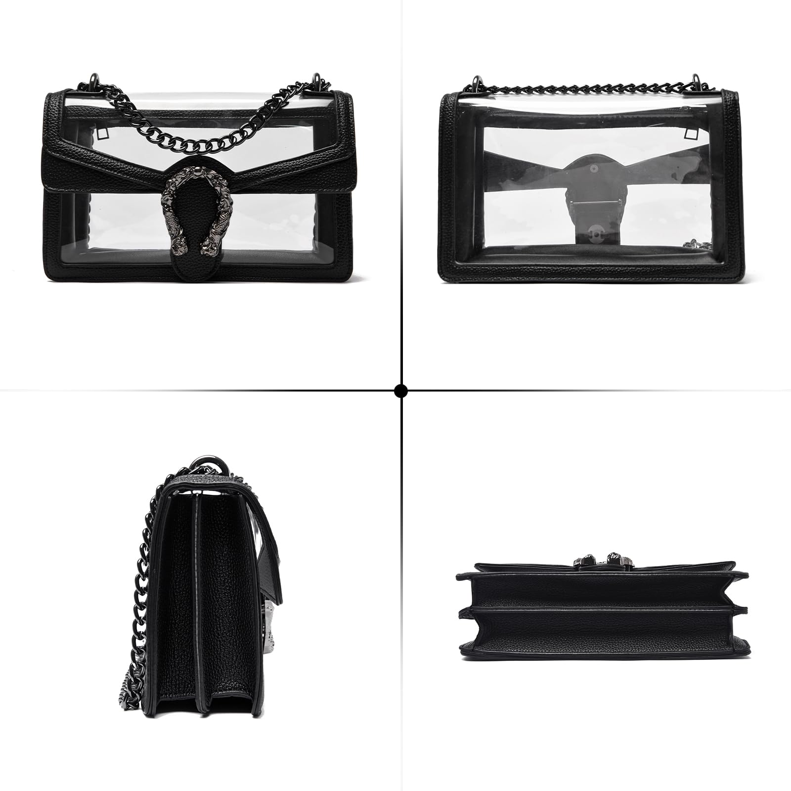 MYHOZEE Crossbody Bags for Women - Snake Printed Clutch Purses Leather Chain Shoulder Bags Evening Handbags