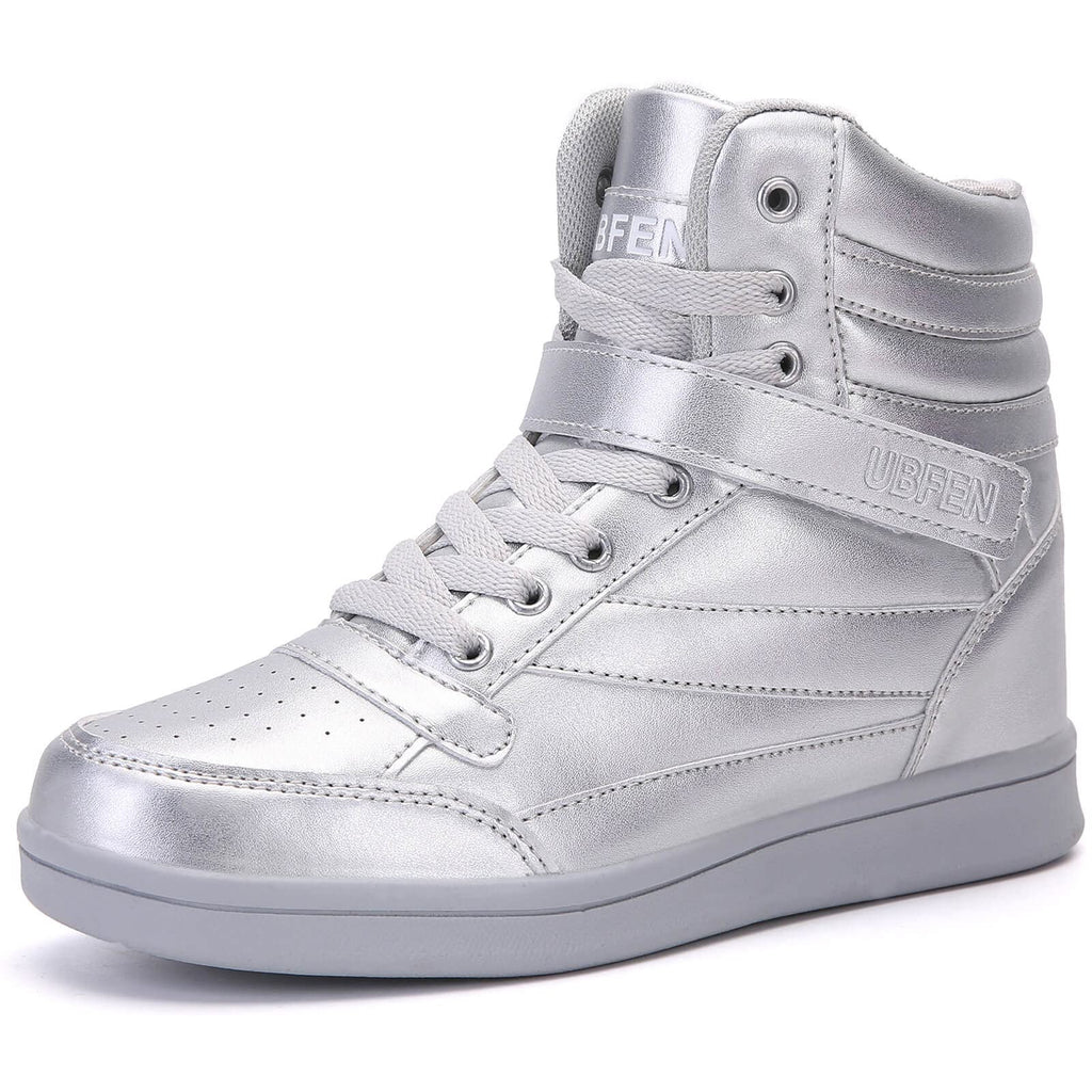 UBFEN Womens High Top Sneakers with Hidden Wedge Heel Ankle Support Boots | 2 Inch Height Increase, Retro Style, Comfortable, Platform, Suitable For Commuting, Shopping, Travel, Casual, Daily Wear
