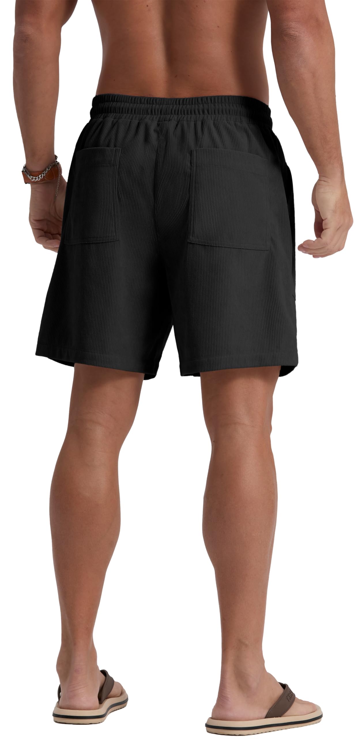 Sailwind Men's Casual Corduroy Shorts Lightweight Elastic Waist Drawstring Summer Beach Shorts