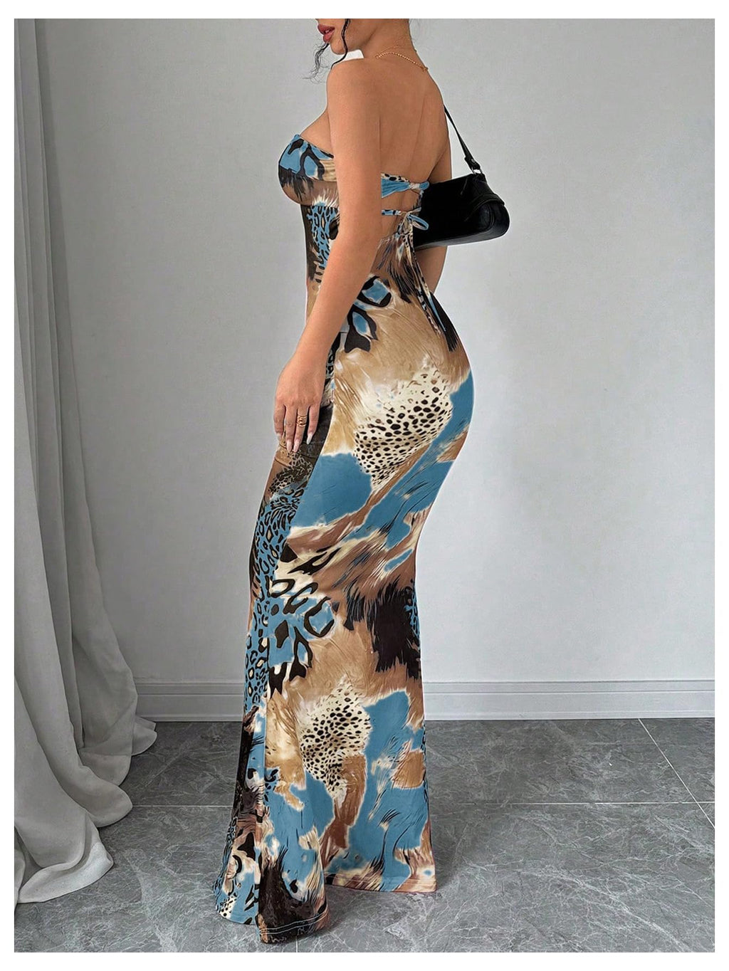 GORGLITTER Women's Leopard Print Strapless Maxi Dress Cheetah Print Outfits | Tube Top Dress, Bodycon, Animal Leopard Print, Fishtail, Maxi Dresses for Vacation, Prom, Party