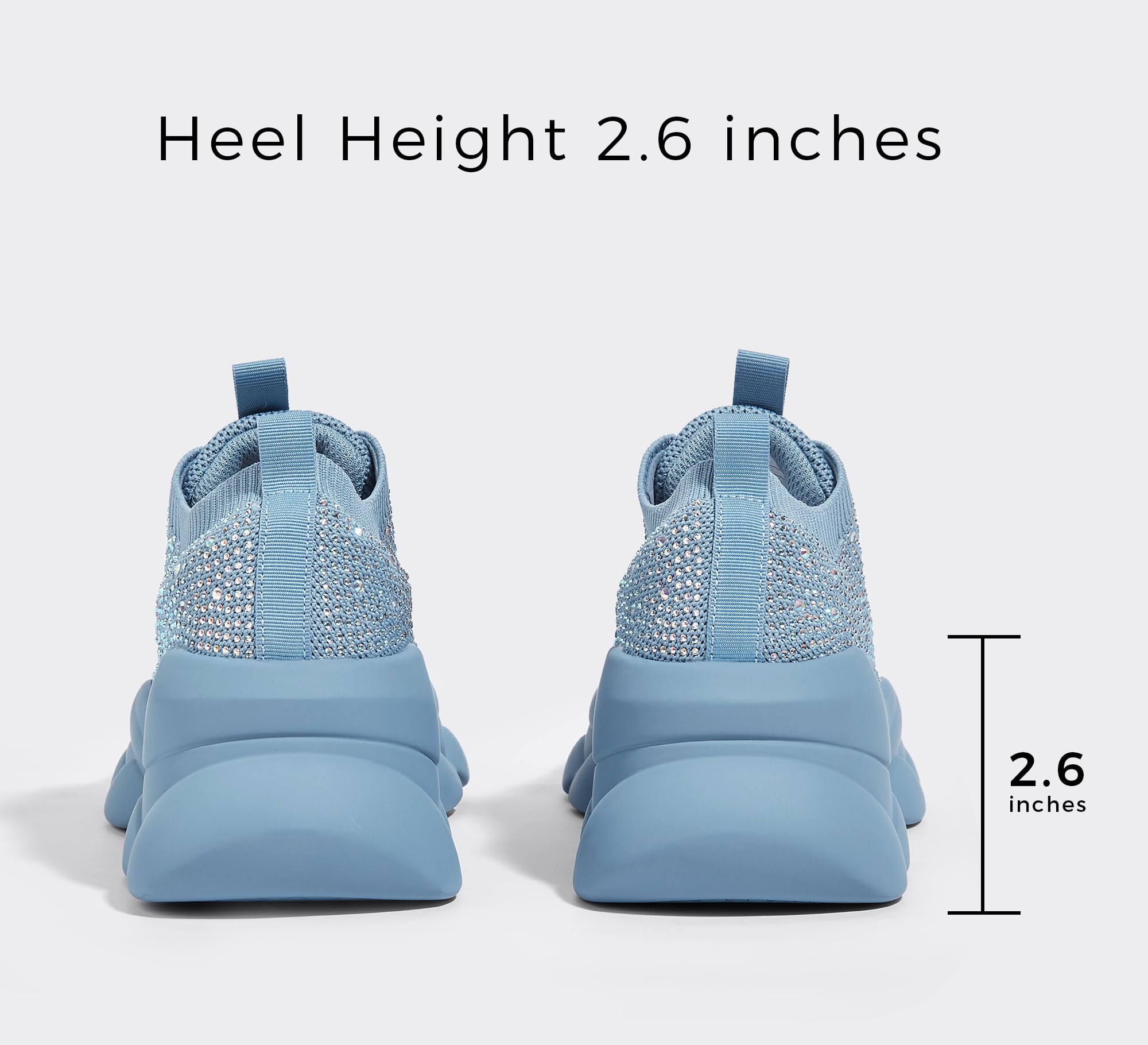 LUCKY STEP Women's Chunky Rhinestone Sneaker Sparkly Bling Bedazzled Mesh Slip on Elastic Sock Glitter Shiny Rave Walking Shoes