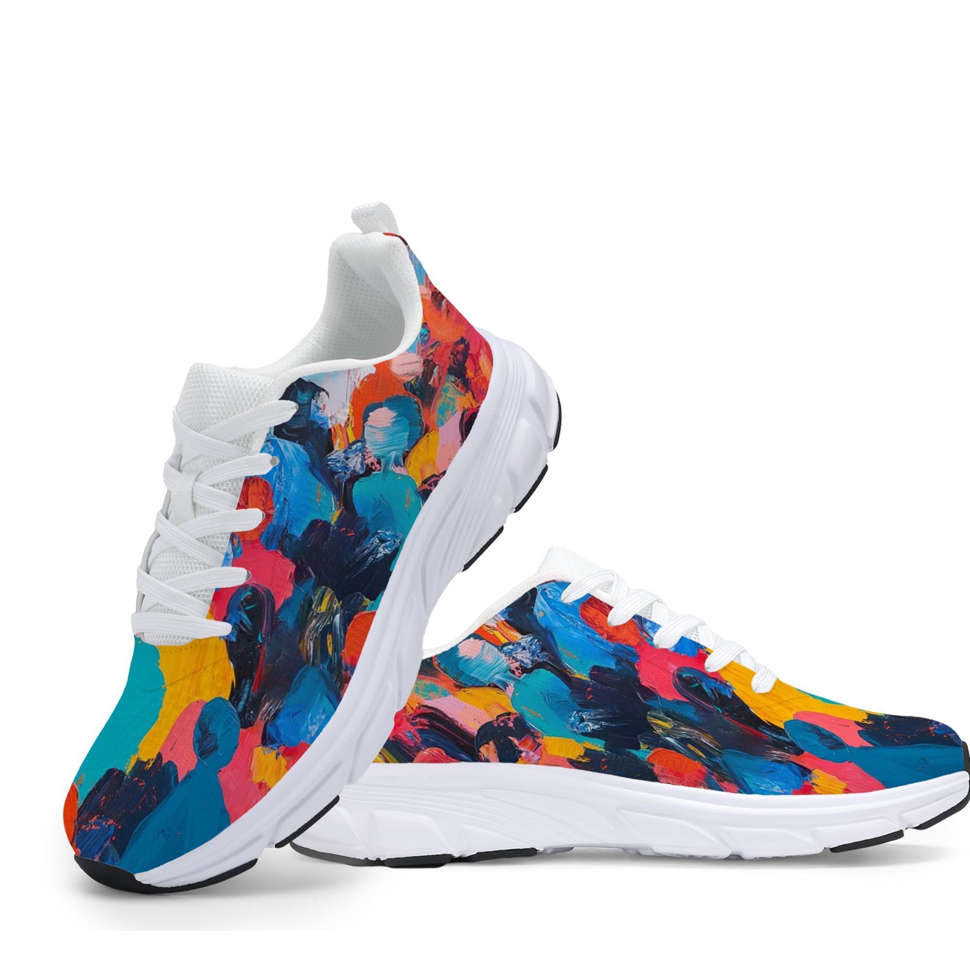 Women's Fashion Sneakers - Comfortable Breathable Mesh Platform Casual Walking Shoes for Everyday Wear, White Sole, All-Day Support