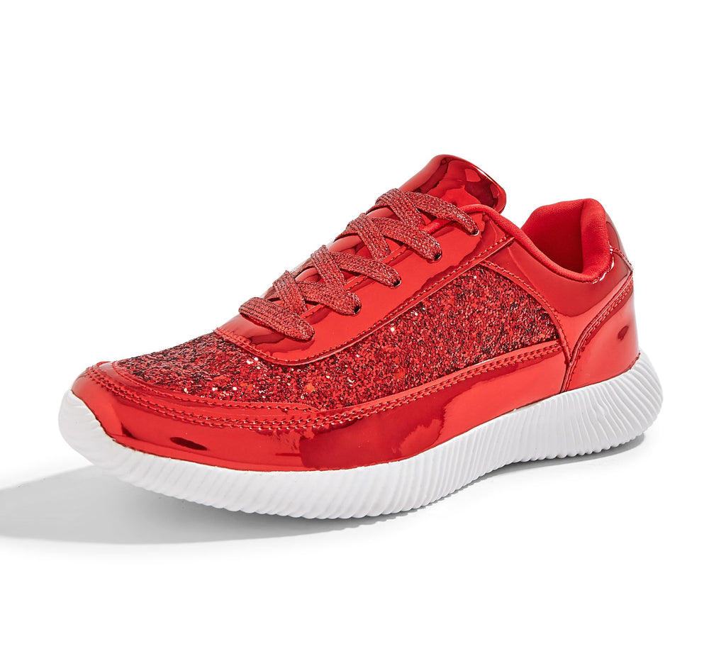 BELOS Women Glitter Sparkly Fashion Sneakers | Lightweight Metallic Sequins Tennis Shoes Casual Retro Braided Walking Shoes