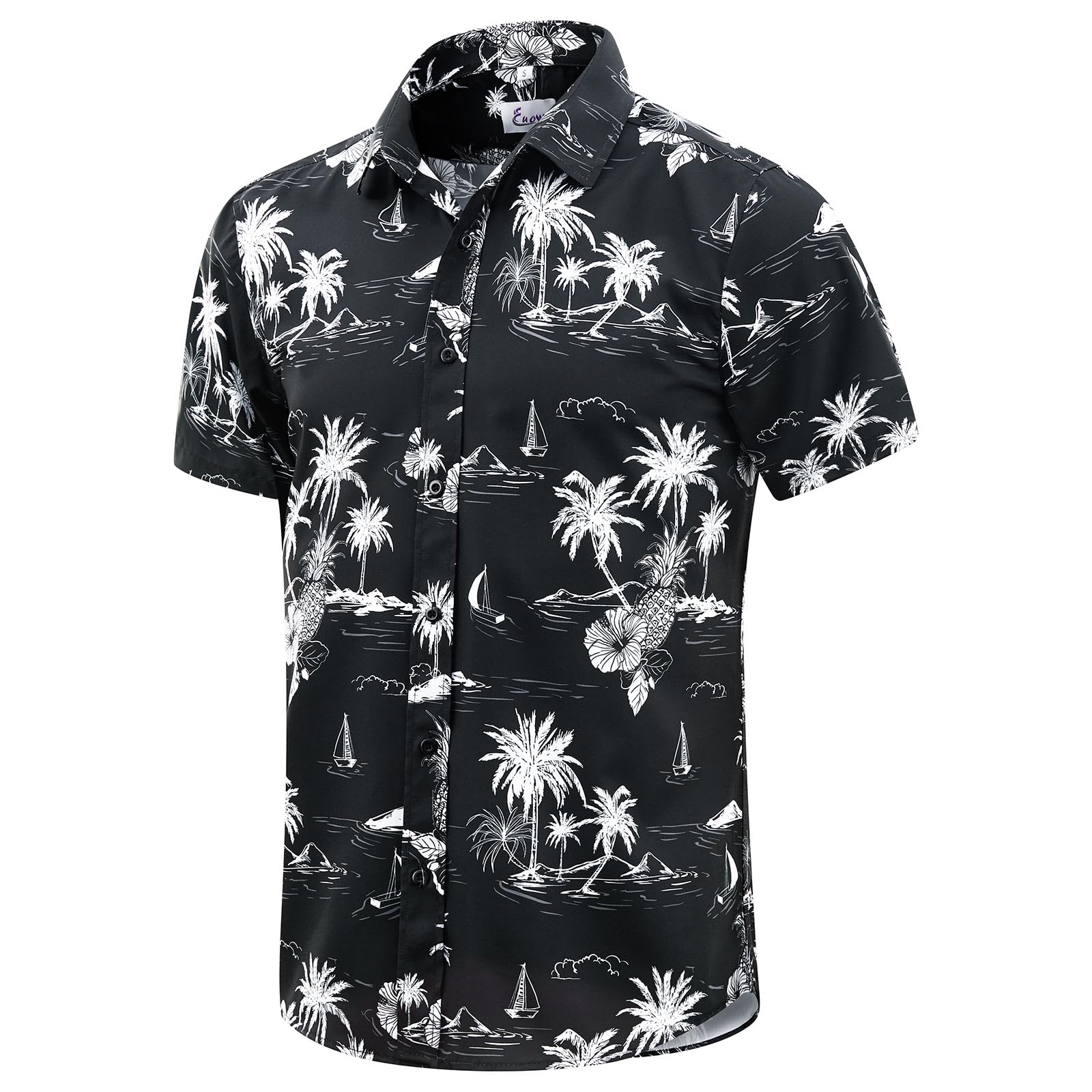 EUOW Men's Hawaiian Shirt Short Sleeve Printed Button Down Beach Shirts