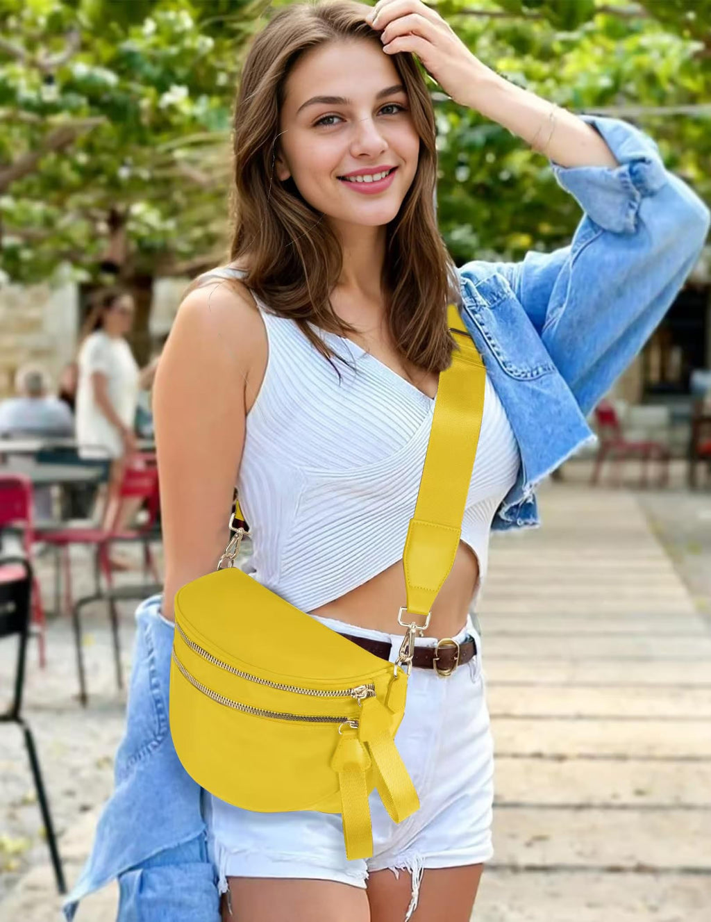 FEIBOON Spacious Nylon Crossbody Bag Bum Bag Handbags Wallets Purses Trendy Shoulder Bag for Women