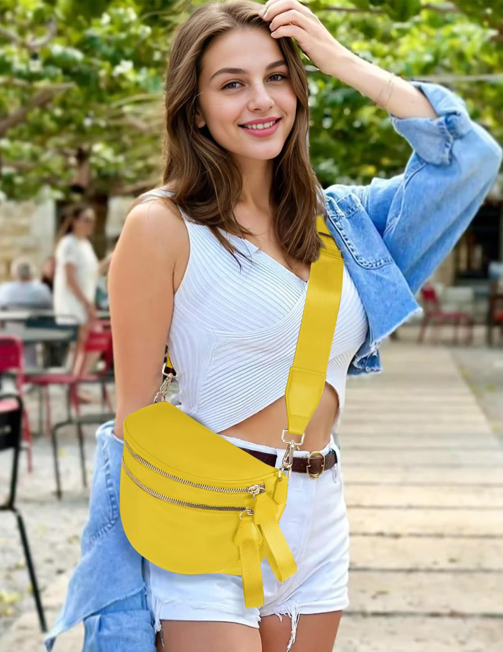 FEIBOON Spacious Nylon Crossbody Bag Bum Bag Handbags Wallets Purses Trendy Shoulder Bag for Women
