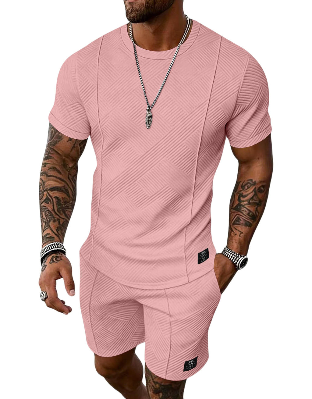 UOUA Men's Shorts Set 2 Piece Summer Outfits Casual Vacation Tracksuits